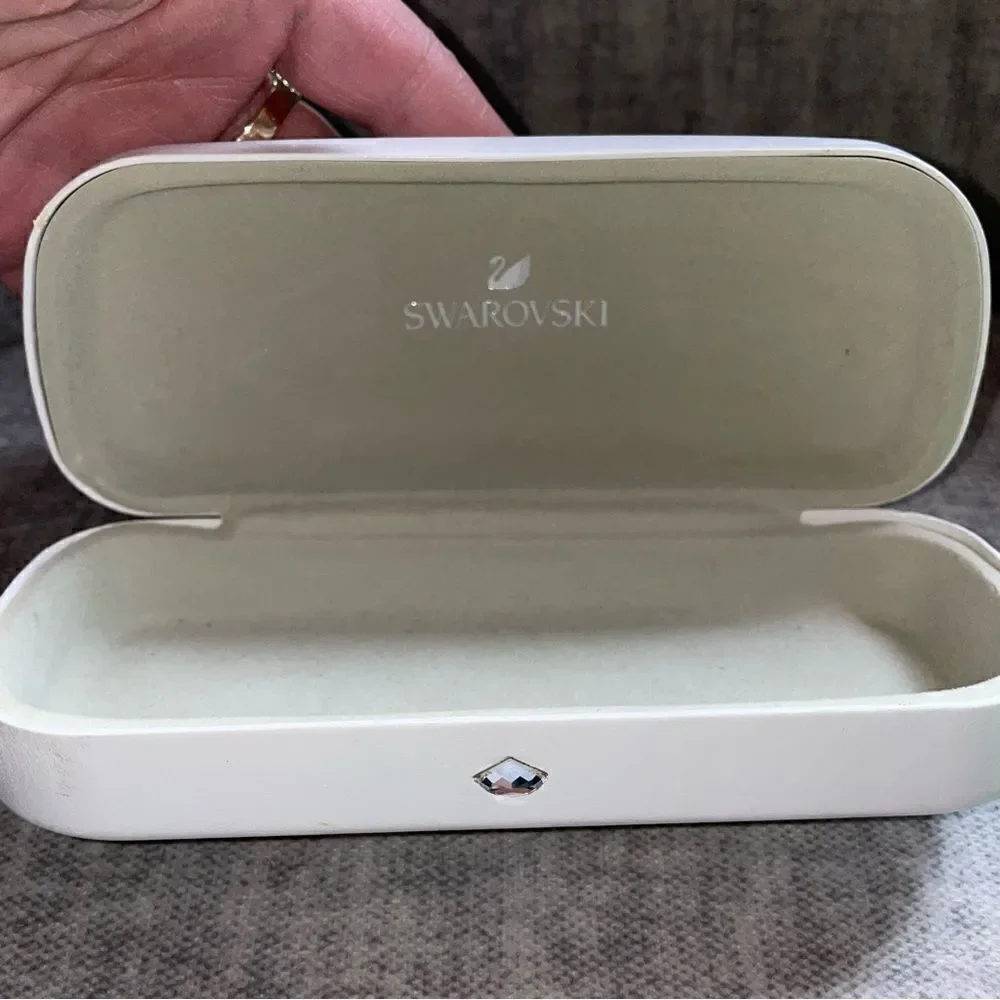 Swarovski white-cream color lined sunglasses case